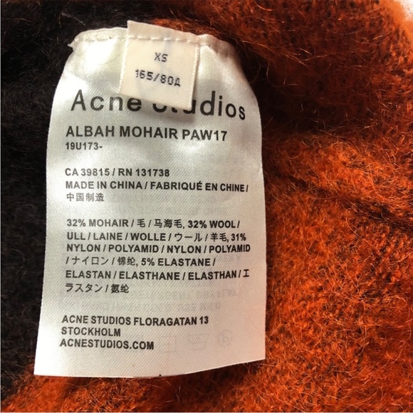 Acne Studios Albah Mohair Striped Sweater Orange Multi - Size XS - Picture 3 of 3